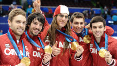 François-Louis Tremblay, Charles Hamelin, Olivier Jean, Guillaume Bastille (réserviste) et François Hamelin