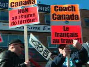 Manifestation des chauffeurs de Coach Canada à Montréal