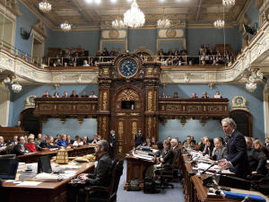 Image des débats à l'Assemblée nationale à Québec, le 14 avril 2010