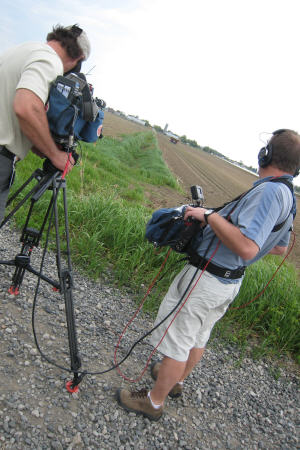 En tournage dans les champs