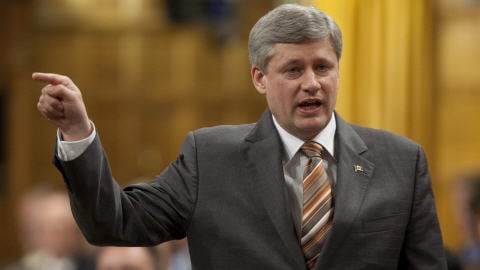 Le premier ministre Stephen Harper lors d'une intervention � la Chambre des communes
