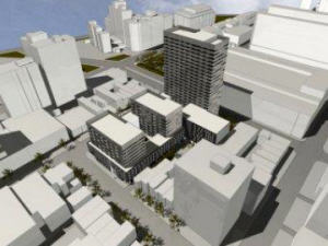 Vue du projet immobilier Le Séville, qui sera situé rue Sainte-Catherine Ouest à Montréal.