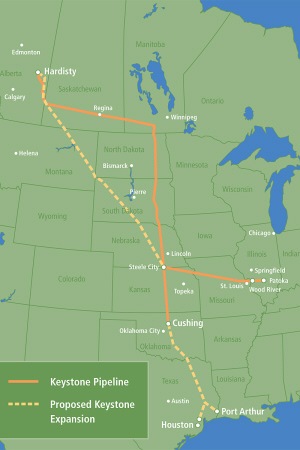 Tracé existant et tracé projeté du pipeline