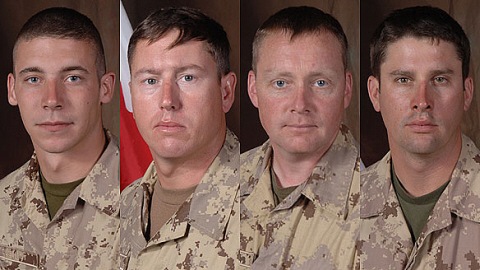 De gauche à droite : le soldat William Cushley, les adjudants Frank Mellish et Richard Nolan, ainsi que le sergent Shane Stachnik, tués en 2006
