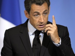 Nicolas Sarkozy prononçant son discours à Grenoble.