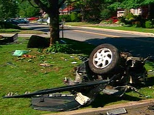 Débris de la voiture