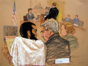 Omar Khadr lors des audiences préliminaires à son procès à Guantanamo, le 9 août 2010