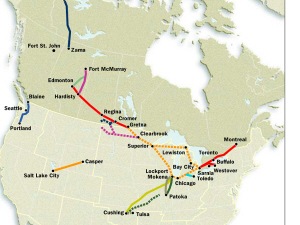 Carte des oléoducs existants d'Enbridge