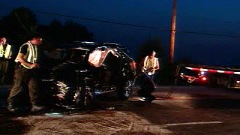 Sc�ne d'accident routier au nord de Low, en Outaouais