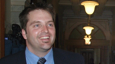 St�phane Gosselin en 2004, alors qu'il �tait attach� de presse du ministre des Affaires municipales.