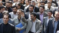 Le président iranien Mahmoud Ahmadinejad lors d'une marche d'appui aux Palestiniens.