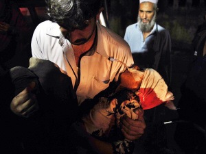 Un blessé de l'attentat de Kohat, dans le nord-ouest du Pakistan