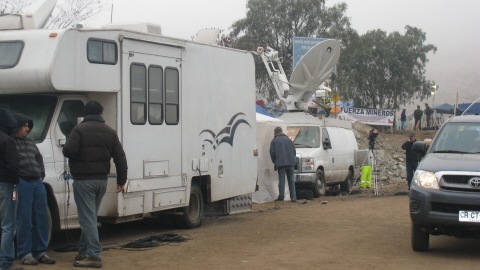 Le campement des m�dias � la mine San Jos�, au Chili