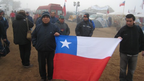Des mineurs de la mine San Jos�, au Chili