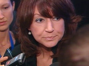 Nathalie Normandeau en point de presse.