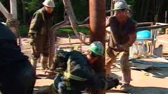 Forage dans un gisement de gaz de schiste.
