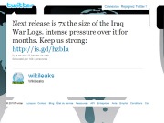 Wikileaks annonce sur Twitter une publication sept fois plus volumineuse que les documents sur l'Irak.