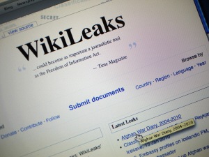 Page d'accueil du site Internet WikiLeaks