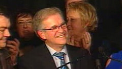 André Simard lors du discours de victoire