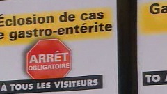 Affiche informant les visiteurs de l'éclosion de cas de gastro-entérite.