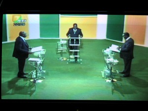 Débat télévisé entre Laurent Gbagbo (G) et Alassane Ouattara (D) le 25 novembre 2010