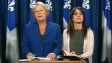 La chef du Parti qu�b�cois, Pauline Marois, et la porte-parole du parti en mati�re de justice, V�ronique Hivon.