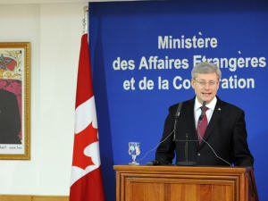 Le premier ministre Stephen Harper à Rabat, au Maroc, le 27 janvier 2011