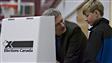 Le premier ministre Harper lors du dernier scrutin f�d�ral, le 14 octobre 2008.