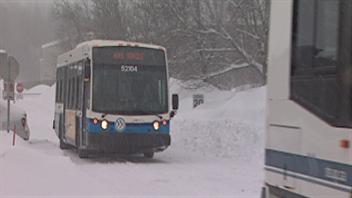 Les autobus sont retournés au garage de la STS vers 13 h.