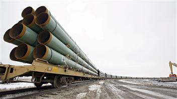 Des tuyaux du premier projet de pipeline Keystone arrivent à Milton, au Dakota du Nord (archives)