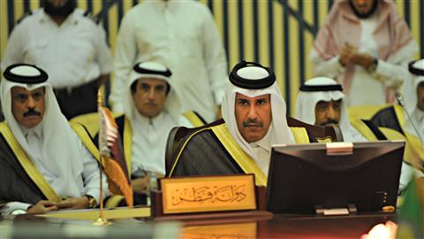 Le premier ministre du Qatar, Hamad ben Jassem ben Jabr Al-Thani, à une réunion du Conseil de coopération du Golfe à Ryiad, le 3 avril 2011.