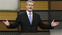 Stephen Harper lors du d�bat des chefs en fran�ais