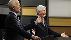 Jack Layton et Gilles Layton se sont affront�s � quelques reprises lors du d�bat des chefs en fran�ais.