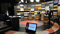 Jack Layton, Gilles Duceppe, Stephen Harper et Michael Ignatieff croisent le fer lors d'un d�bat en fran�ais.