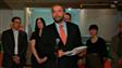 Thomas Mulcair et des d�put�s n�o-d�mocrates, lors d'un point de presse � Montr�al (3 mai 2011)