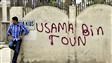 Graffiti sur un mur pr�s du repaire d'Oussama ben Laden, au Pakistan