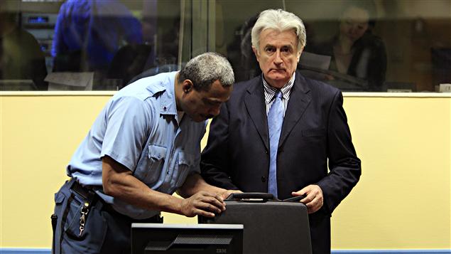 Radovan Karadzic au Tribunal pénal international pour l'ex-Yougoslavie (TPIY), à La Haye, le 3 mars 2009