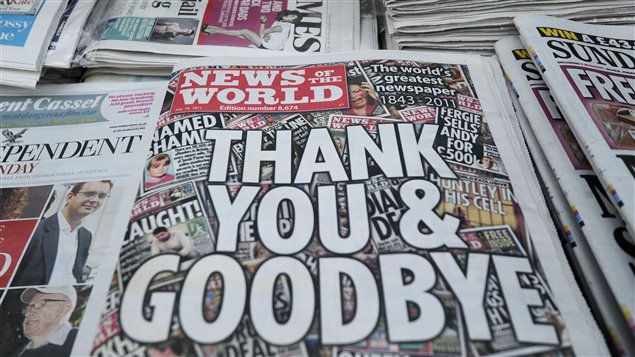 Une de la dernière édition du News of the World