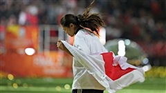 Homare Sawa dans le drapeau japonais