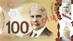Sp&eacute;cimen d'un nouveau billet de 100 $