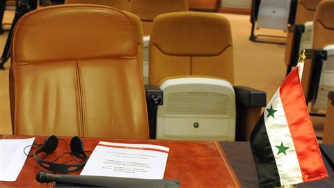 Le siège vide de la Syrie lors d'une réunion de la Ligue arabe.