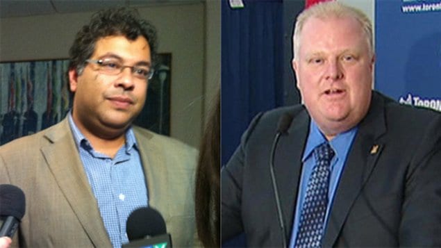 Le maire de Calgary, Naheed Nenshi (gauche), et celui de Toronto, Rob Ford (droite).