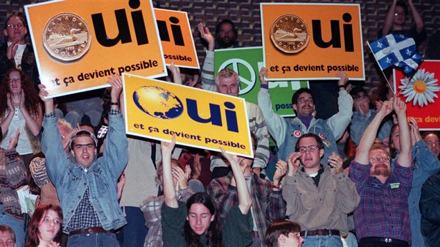 Jeunes partisans du OUI à l'indépendance lors du référendum de 1995.
