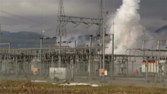 Incendie au poste de transformation Atchelitz près de Chiliwack.