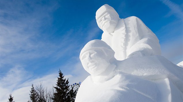 Une sculpture de neige de l'édition 2011 du Festival du Voyageur.