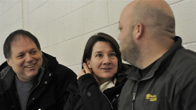 Louis Bissonnette, Claudine Delvoye et Joël Fillion, à l'aréna Richard-Trottier, à Laval