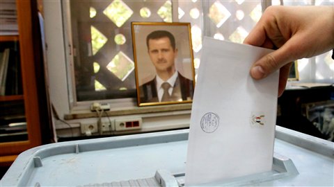Un bureau de vote à Damas