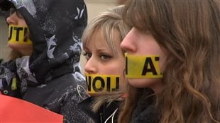Manifestation silencieuse à Sherbrooke