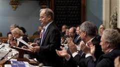 Le ministre des Finances du Qu�bec, Raymond Bachand, lors du d�p�t du budget provincial 2012-2013