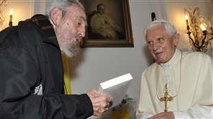 Rencontre du pape Benoît XVI et de Fidel Castro à Cuba, le 28 mars 2012